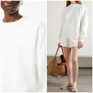 NWT Anine Bing MILES SWEATSHIRT FRAMED MONOGRAM white size large